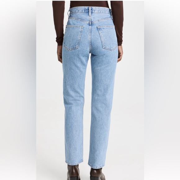 NWT Agolde Ryder Two-Tone Blue and Black Straight Leg Jeans - Picture 4 of 14